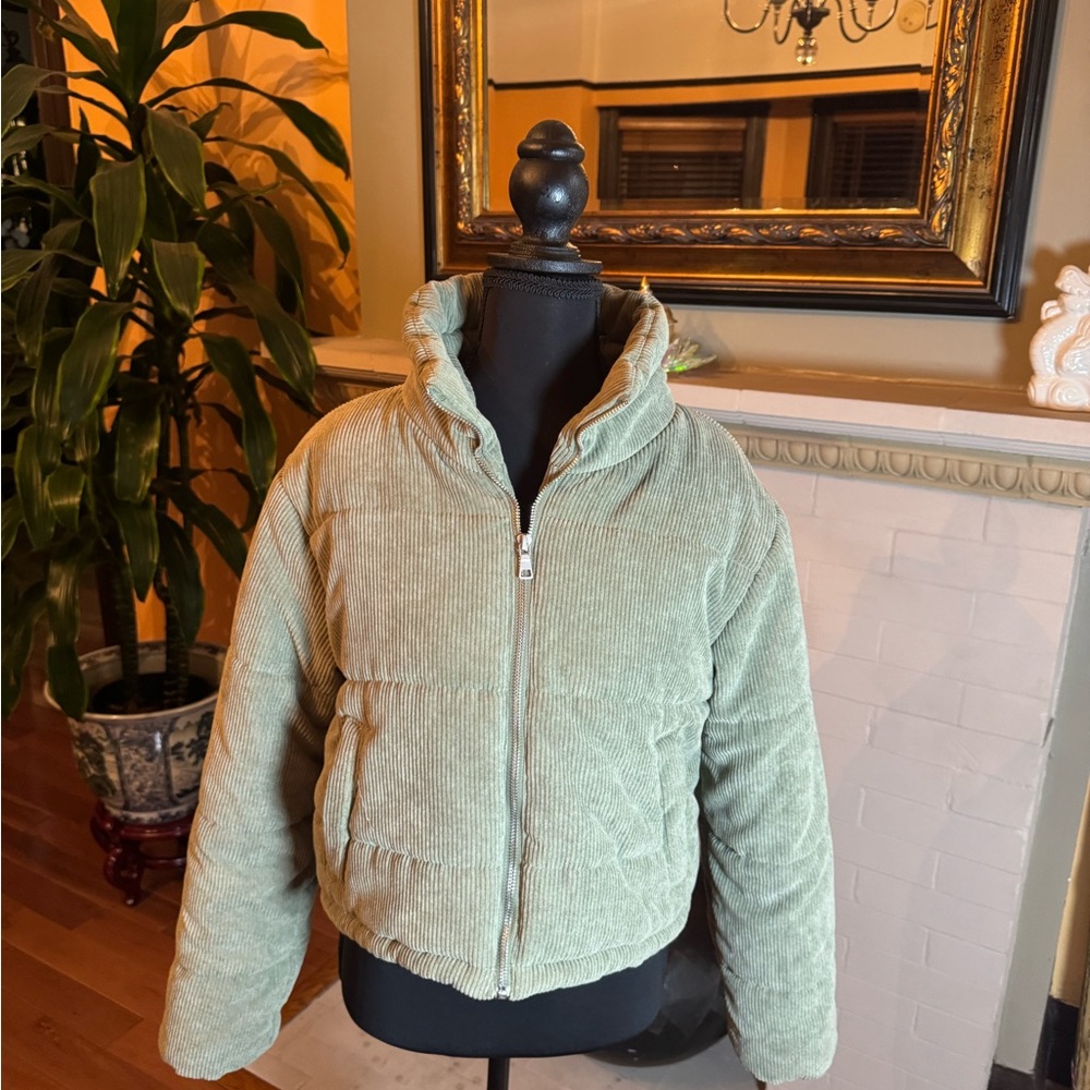 Ambiance Green Corduroy Bomber Jacket